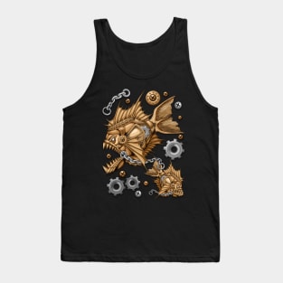 Steampunk Piranha Killer Retro Machine Tank Top